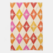 ミッドセンチュリーモダンスターバストオンレトロダイヤモンド キッチンタオル (縦)