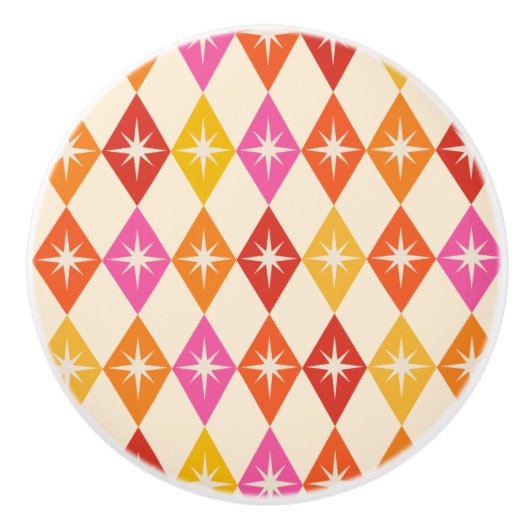 ミッドセンチュリーモダンスターバストオンレトロダイヤモンド セラミックノブ (正面)