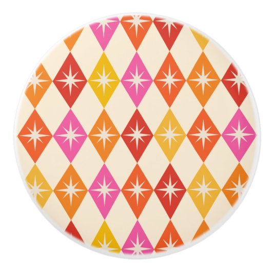 ミッドセンチュリーモダンスターバストオンレトロダイヤモンド セラミックノブ (正面)