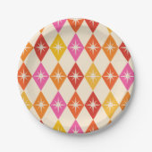 ミッドセンチュリーモダンスターバストオンレトロダイヤモンド ペーパープレート (正面)