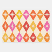 ミッドセンチュリーモダンスターバストオンレトロダイヤモンド ラッピングペーパーシート (正面3)