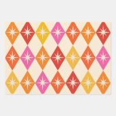 ミッドセンチュリーモダンスターバストオンレトロダイヤモンド ラッピングペーパーシート (正面2)