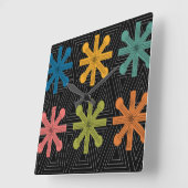 ミッドセンチュリーモダンスターバストキルト スクエア壁時計 (傾斜)