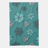 ミッドセンチュリーモダンスターバストティール（緑がかった色） キッチンタオル (縦)