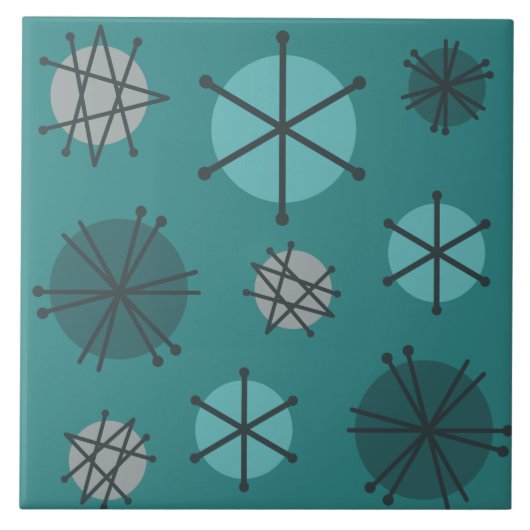 ミッドセンチュリーモダンスターバストティール(緑がかった色) タイル (正面)