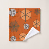 ミッドセンチュリーモダンスターバストバーンドオレンジ バスタオルセット (ウォッシュタオル)