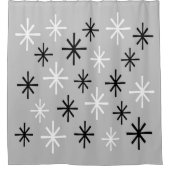 ミッドセンチュリーモダンスターバストパターン シャワーカーテン (正面)