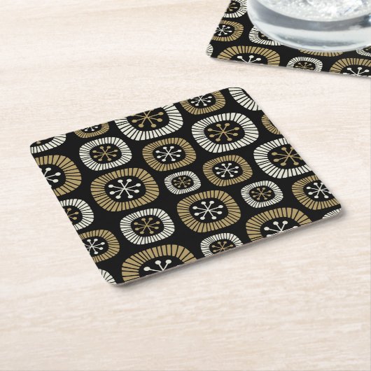 ミッドセンチュリーモダンスターバストパターン スクエアペーパーコースター (アングル)