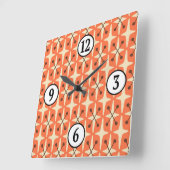 ミッドセンチュリーモダンスターバストパターン スクエア壁時計 (傾斜)