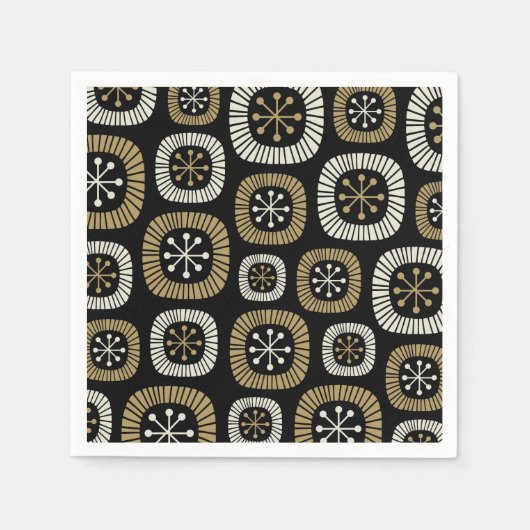 ミッドセンチュリーモダンスターバストパターン スタンダードカクテルナプキン (正面)