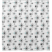 ミッドセンチュリーモダンスターバストヴィンテージプリント シャワーカーテン (正面)