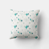 ミッドセンチュリーモダンスターパターンティール(緑がかった色)アクア クッション (裏面)