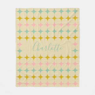 ミッドセンチュリーモダンスター  ヴィンテージの色パーソナライズされた フリースブランケット