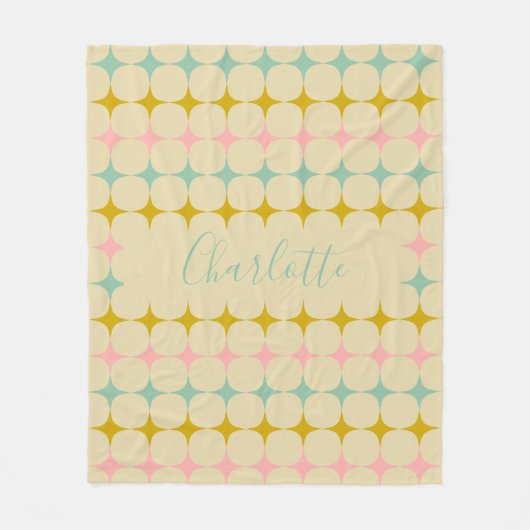 ミッドセンチュリーモダンスター |ヴィンテージの色パーソナライズされた フリースブランケット (正面)