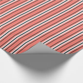 ミッドセンチュリーモダンストライプ、サンゴ、白黒 ラッピングペーパー (角)
