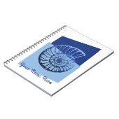 ミッドセンチュリーモダンスパイラルシェルプリント海ブルー ノートブック (左側)