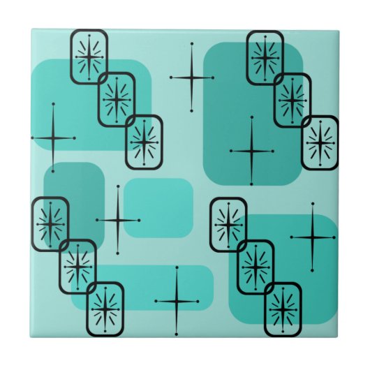 ミッドセンチュリーモダンスプートニクターコイズ タイル (正面)