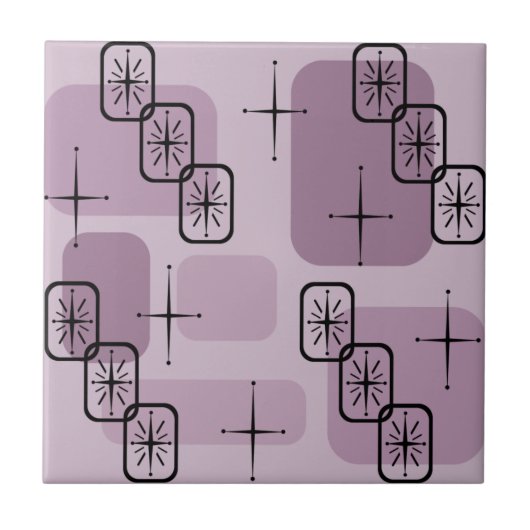 ミッドセンチュリーモダンスプートニクマウヴ タイル (正面)