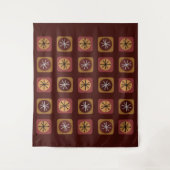 ミッドセンチュリーモダンスプートニク広場ブルゴーニュ タペストリー (正面)