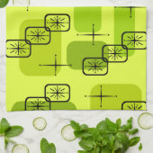 ミッドセンチュリーモダンスプートニクChartreuse キッチンタオル (折り畳み)