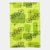 ミッドセンチュリーモダンスプートニクChartreuse キッチンタオル (縦)