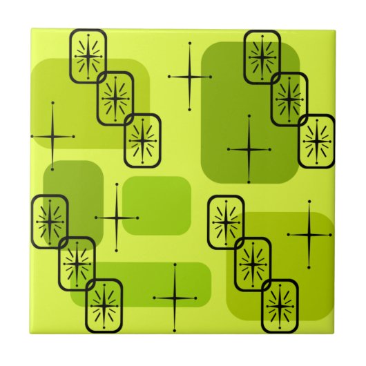 ミッドセンチュリーモダンスプートニクChartreuse タイル (正面)