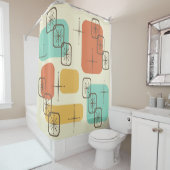 ミッドセンチュリーモダンスプートニ数々のク色1 シャワーカーテン (インサイチュ)