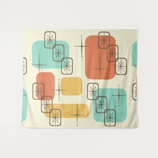 ミッドセンチュリーモダンスプートニ数々のク色1 タペストリー (正面(横))