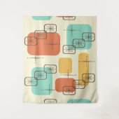 ミッドセンチュリーモダンスプートニ数々のク色1 タペストリー (正面)