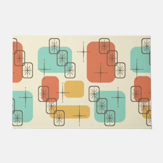 ミッドセンチュリーモダンスプートニ数々のク色1 ドアマット (正面)