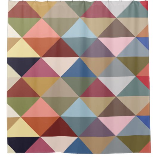 ミッドセンチュリーモダンズカラフル三角形 シャワーカーテン (正面)