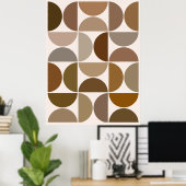 ミッドセンチュリーモダンセミクルブラウンズ+クリーム ポスター (ホームオフィス)