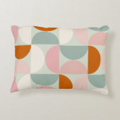 ミッドセンチュリーモダンセージ緑赤面オレンジパターン アクセントクッション (裏面)