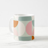 ミッドセンチュリーモダンセージ緑赤面オレンジパターン コーヒーマグカップ (正面左)