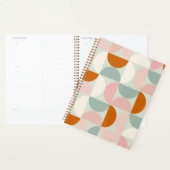 ミッドセンチュリーモダンセージ緑赤面オレンジパターン プランナー手帳 (ディスプレー)