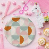 ミッドセンチュリーモダンセージ緑赤面オレンジパターン ペーパープレート (パーティー)