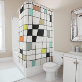 ミッドセンチュリーモダンタイル シャワーカーテン (インサイチュ)