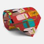 ミッドセンチュリーモダンタイ男性へレッド ネクタイ (ロール)