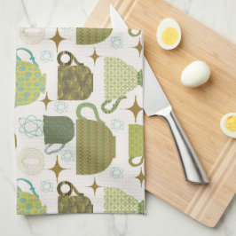 ミッドセンチュリーモダンタカラフルカップ キッチンタオル