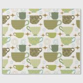 ミッドセンチュリーモダンタカラフルカップ ラッピングペーパー (フラット)