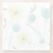 ミッドセンチュリーモダンタンポポ時計ブルーイエロー ガラスコースター (裏面)