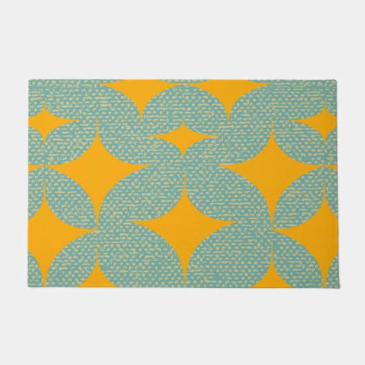 ミッドセンチュリーモダンターコイズダイヤモンド ドアマット (正面)