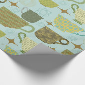 ミッドセンチュリーモダンターコイズティーカップ ラッピングペーパー (角)