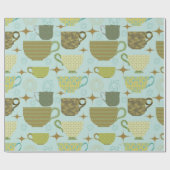 ミッドセンチュリーモダンターコイズティーカップ ラッピングペーパー (フラット)