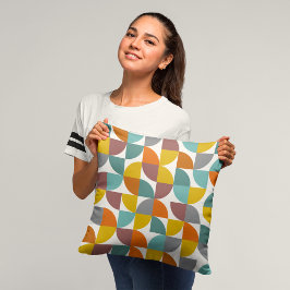 ミッドセンチュリーモダンターコイズ金ゴールドさびパイシェイプ クッション