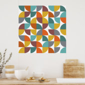 ミッドセンチュリーモダンターコイズ金ゴールドさびパイシェイプ ポスター (キッチン)