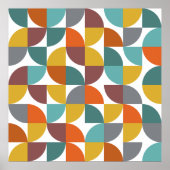 ミッドセンチュリーモダンターコイズ金ゴールドさびパイシェイプ ポスター (正面)