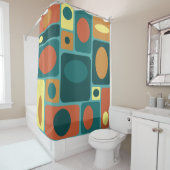 ミッドセンチュリーモダンターコイズ長方形 シャワーカーテン (インサイチュ)