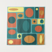 ミッドセンチュリーモダンターコイズ長方形 タペストリー (正面(横))