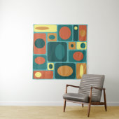 ミッドセンチュリーモダンターコイズ長方形 タペストリー (インサイチュ(横))